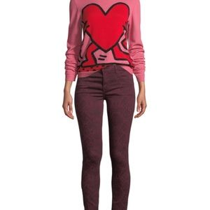 Lola red / burgundy and black snake print denim